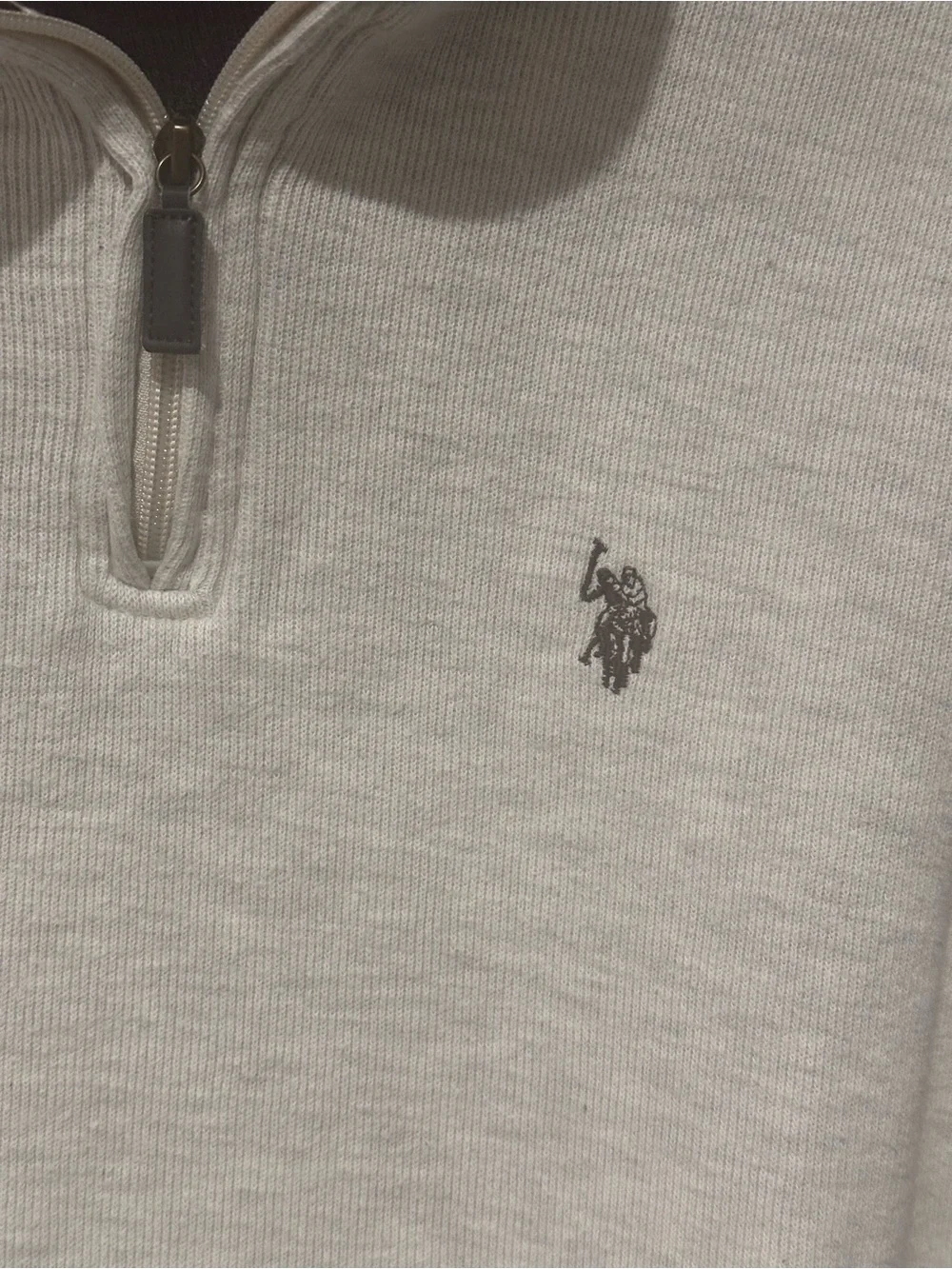 S. Polo Assn. Men’s XL Quarter Zip Pullover Sweatshirt Beige Cotton Blend Logo